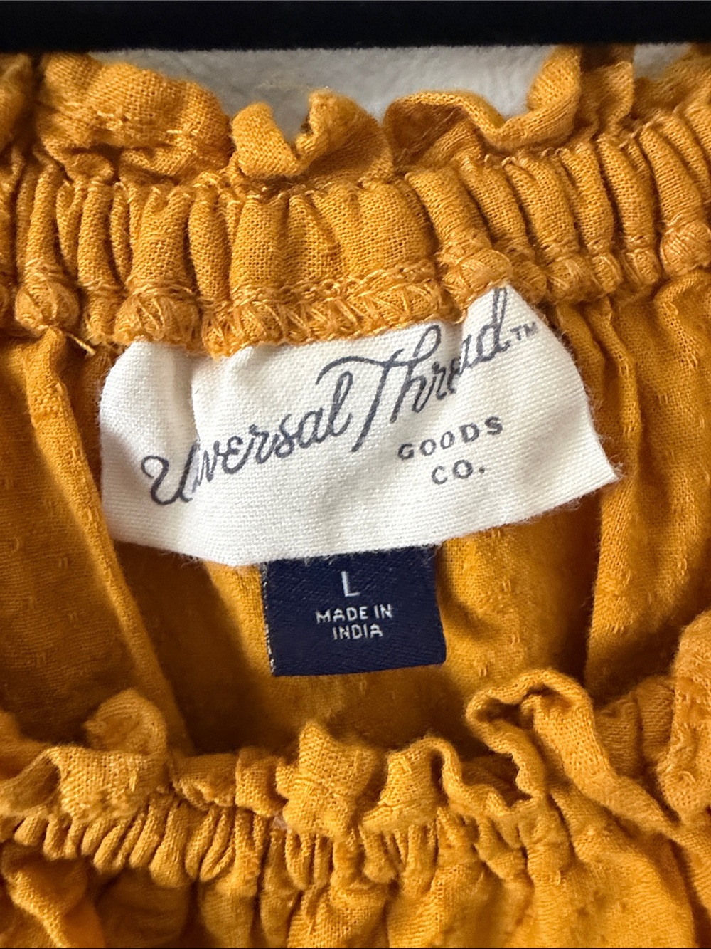 Universal Thread|Mustard|Eyelet Ruffle Peasant Top|Large|EUC - Picture 4 of 8